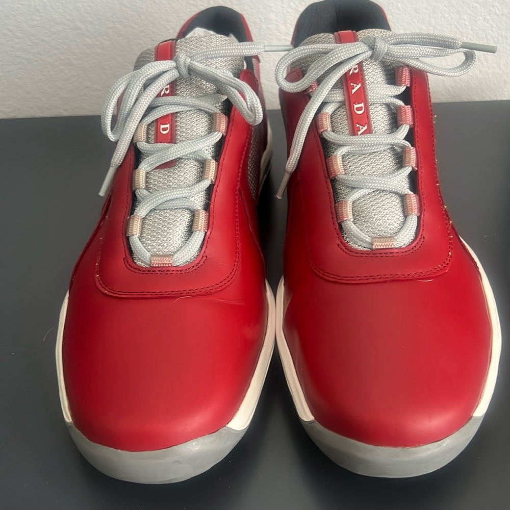 Prada Red and Gray Sneakers